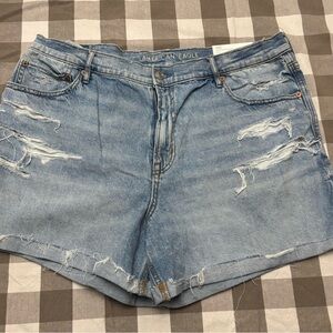 American Eagle Outfitters Women's Ripped Jean Shorts - Blue